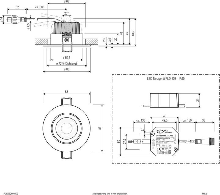 Actual product image EVN-Lichttechnik Lighting technology LED recessed ceiling luminaire PCE650N60102