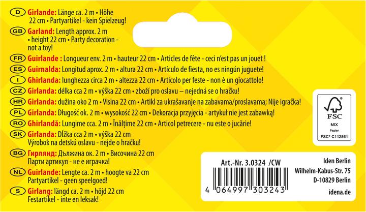 Produktbild Idena Girlande Schulstart 12 Schultüten FSC-Mix (1x)