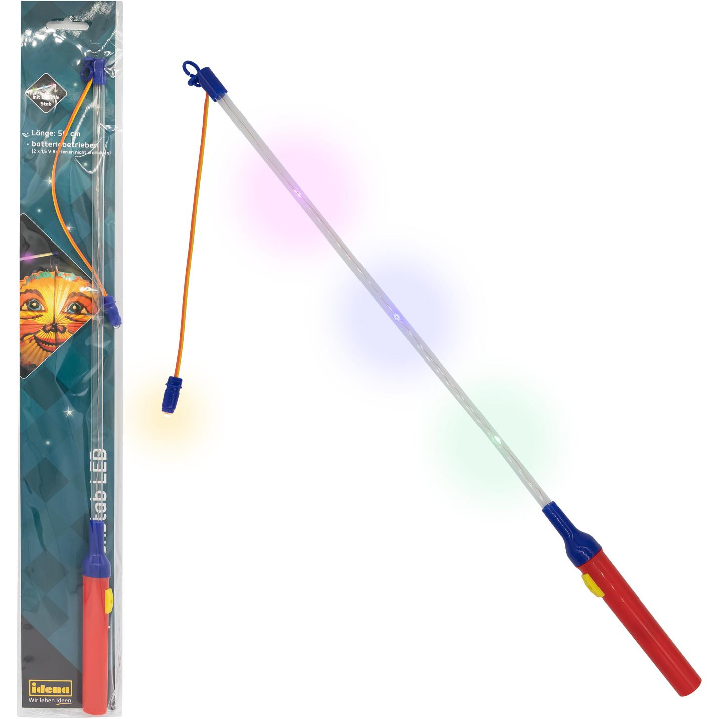 Idena Laternenstab 50cm LED+3 farbige LED im Stab