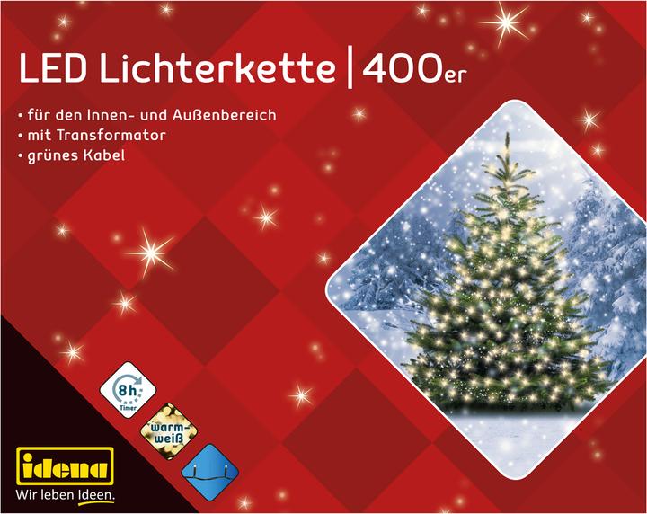Produktbild Idena LED Lichterkette 400er WW,8h Timer,47,90m (0.09 m)