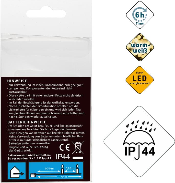 Produktbild Idena LED Lichterkette 125er, Cascade, 6h Timer (1.70 m)