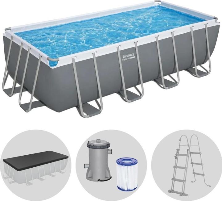 Actual product image Bestway Pool 488x244x122 cm, Stahlrahmenpool, mit Pumpe (488 x 244 x 122 cm)