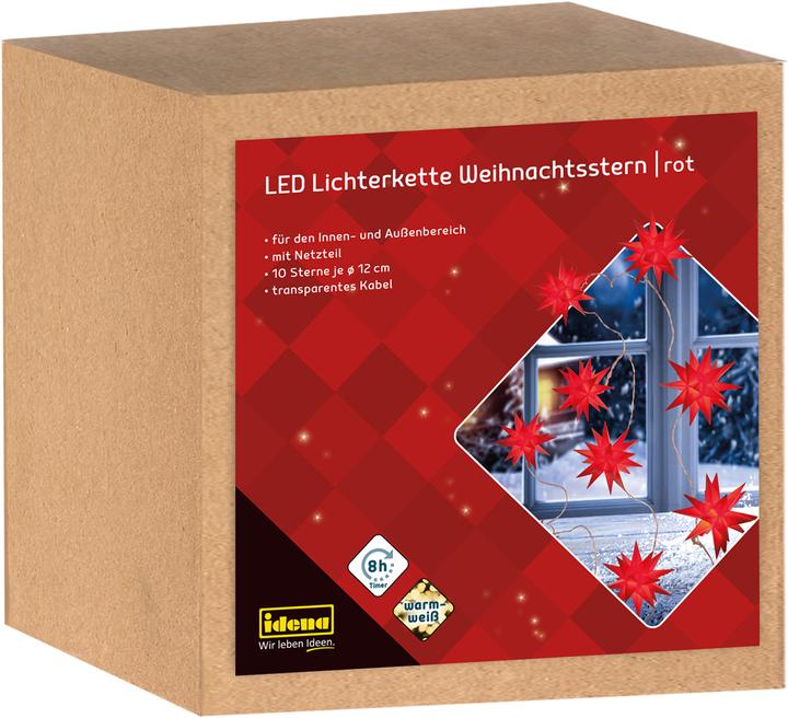 Produktbild Idena LED Lichterkette 10 Sterne rot Ø 12cm (0.24 m)