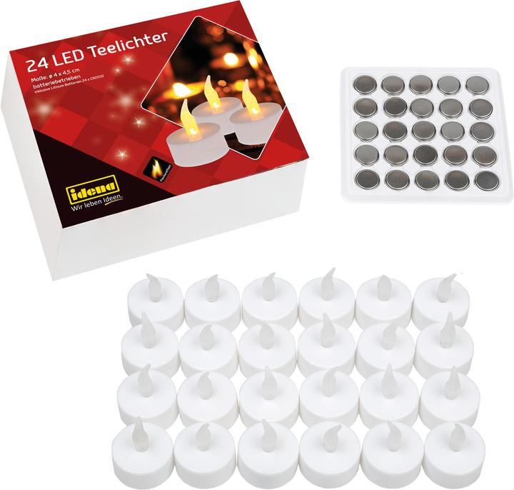 Image du produit Idena Bougies chauffe-plat LED 24 pièces avec piles lithium incluses (24 x)