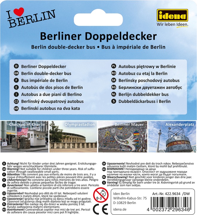 Actual product image Idena Double Decker Bus Berlin Freewheel 10cm