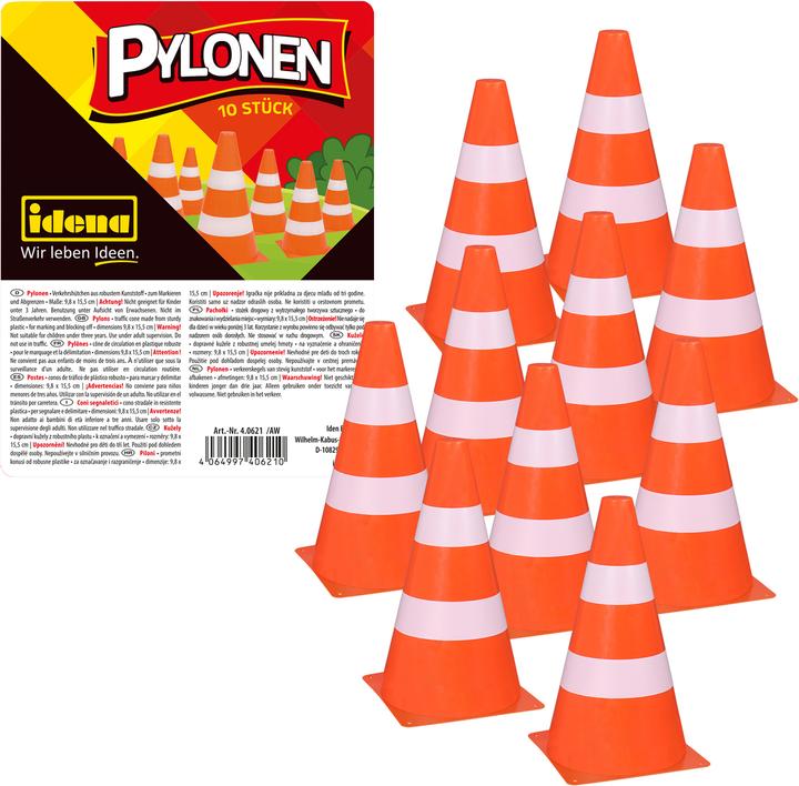 Idena Pylônes 15,5x9,8cm orange/blanc 10pcs