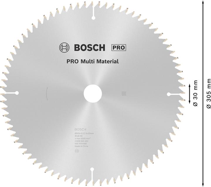 Immagine prodotto Bosch Professional Zubehör Lama circolare PRO Multi Material, 305 x 3,2 x 30 mm