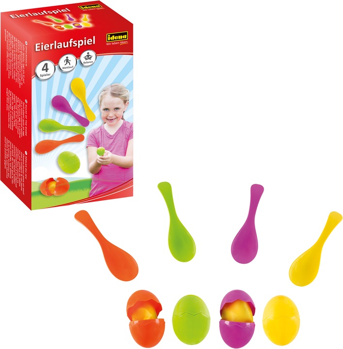 Image du produit Idena Jeu de la course aux oeufs avec des sacs de sable "jaune d'oeuf".