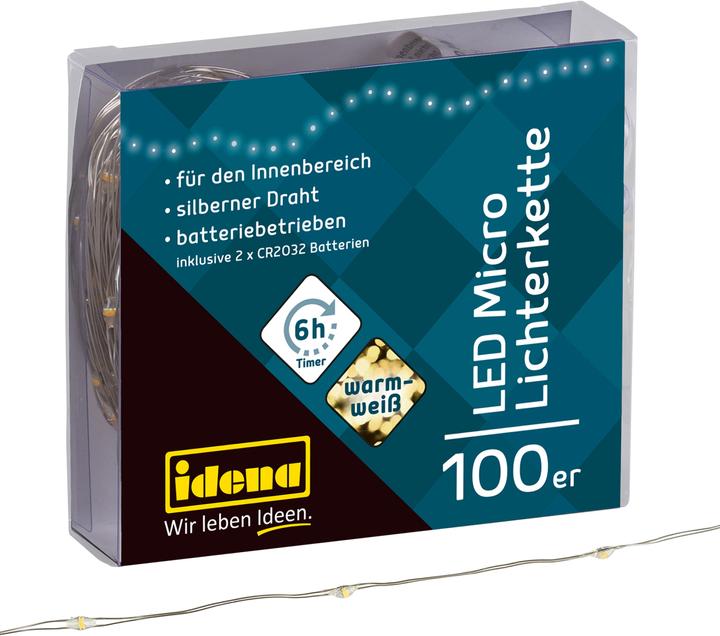 Image du produit Idena Micro guirlande lumineuse 100LED,blanc chaud,6h timer (0.09 m)