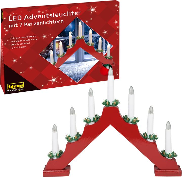 Actual product image Idena LED Advent Candlestick red 7 candle lights (7x)