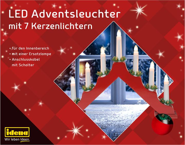 Actual product image Idena LED Advent Candlestick red 7 candle lights (7x)