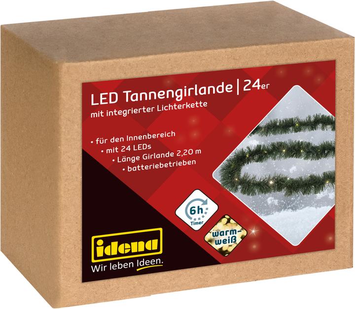 Image du produit Idena Guirlande de sapin à LED 24 lumières blanc chaud Timer 2,2m (2.20 m)