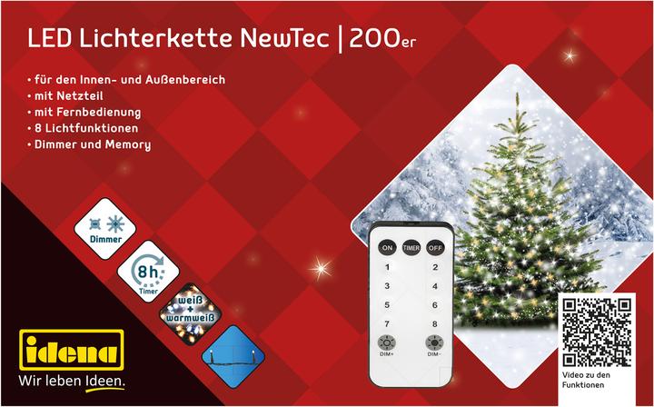 Productafbeelding Idena Lichtketting NewTec 200 LED warm wit en wit (27.90 m)