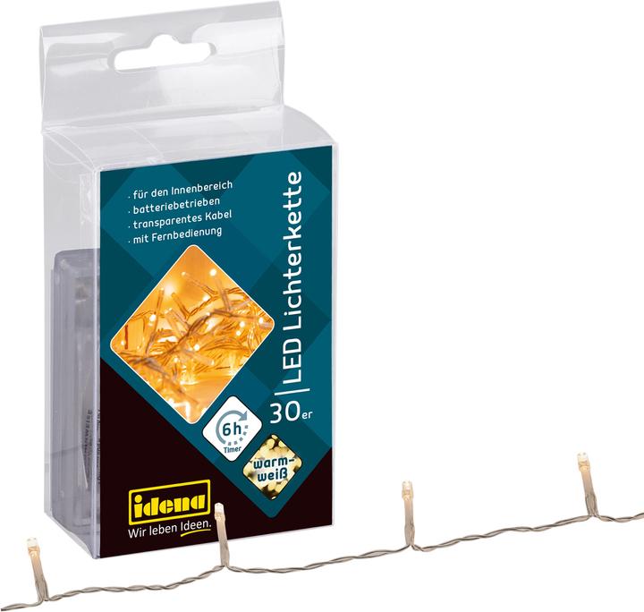 Actual product image Idena LED light chain 30 LED, remote control, 6h timer (1.75 m)