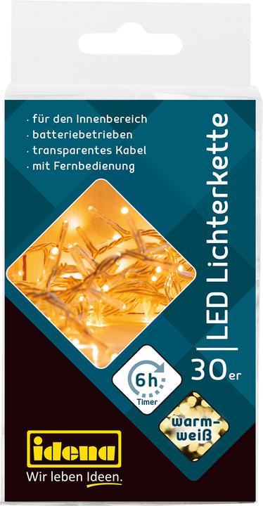 Actual product image Idena LED light chain 30 LED, remote control, 6h timer (1.75 m)