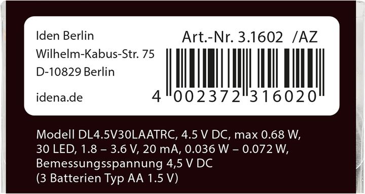 Actual product image Idena LED light chain 30 LED, remote control, 6h timer (1.75 m)