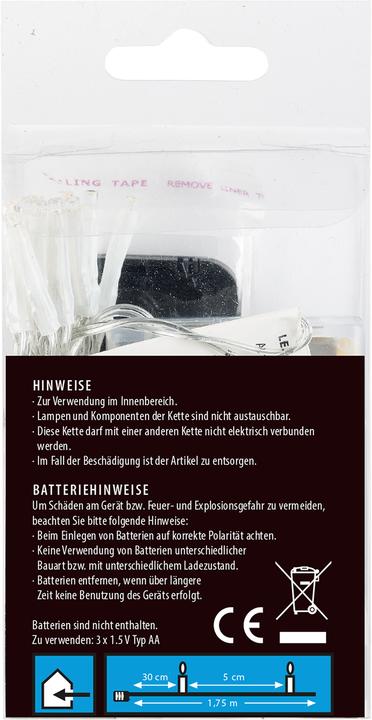 Actual product image Idena LED light chain 30 LED, remote control, 6h timer (1.75 m)