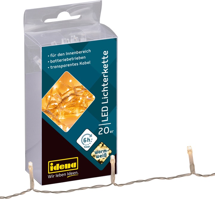 Produktbild Idena LED Lichterkette 20er warmweiss für Innen (0.11 m)