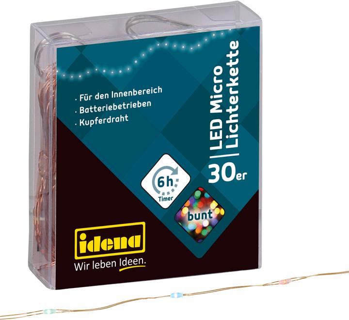 Image du produit Idena Micro guirlande lumineuse 30 LED, multicolore,minuterie 6h (0.09 m)