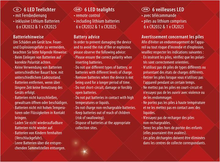 Productafbeelding Idena LED-theelichtjes 6st met afstandsbediening (6 x)