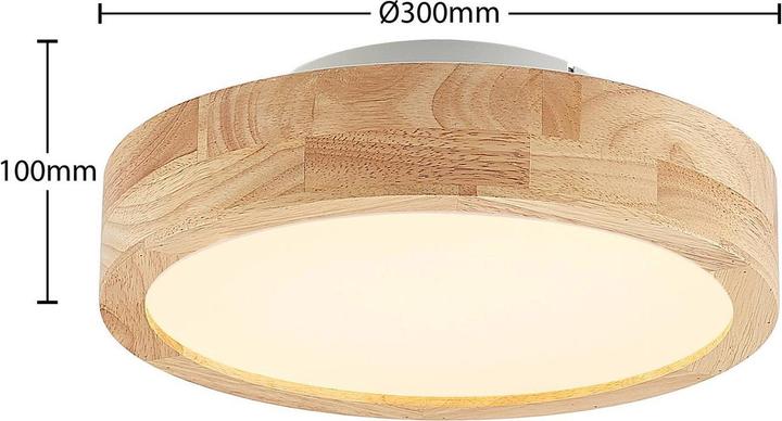 Produktbild Lindby Lanira LED-Deckenlampe aus Eichenholz, 30cm (1150 lm)