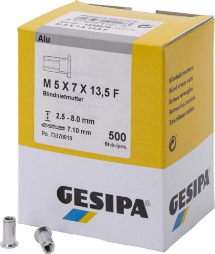 Productafbeelding Gesipa Blindklinkmoeren M5 7x13,5 aluminium