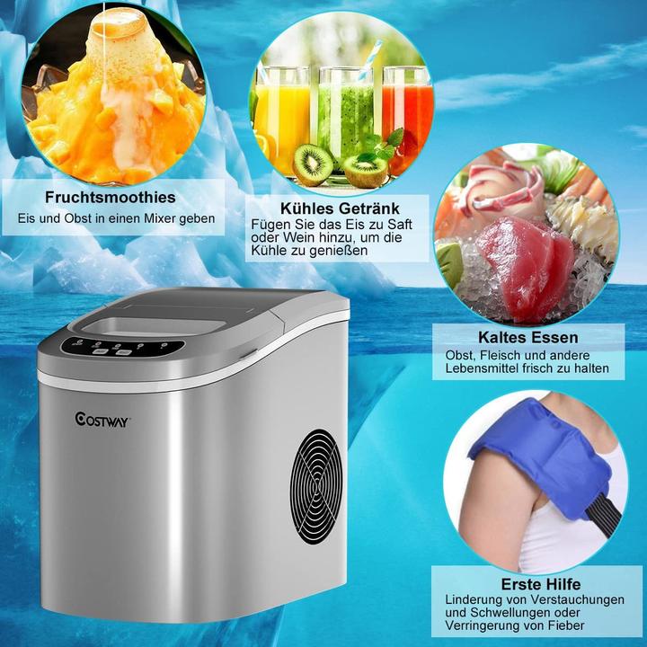 Image du produit Costway Machine à glace 12Kg/24h, argent
