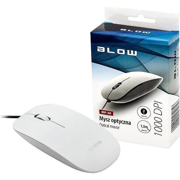 Blow Optische Maus MP-30 USB Weiss (Kabelgebunden), Maus, Weiss