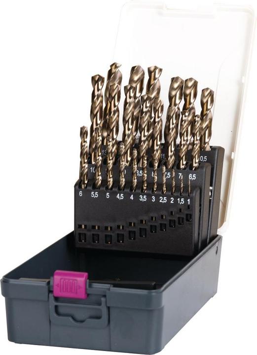 Optimum Twist drill bit set HSSE Co5 25 pcs. 1-13mm DIN338 0.5mm rising, in ABS plastic box (1 mm - 13 mm)