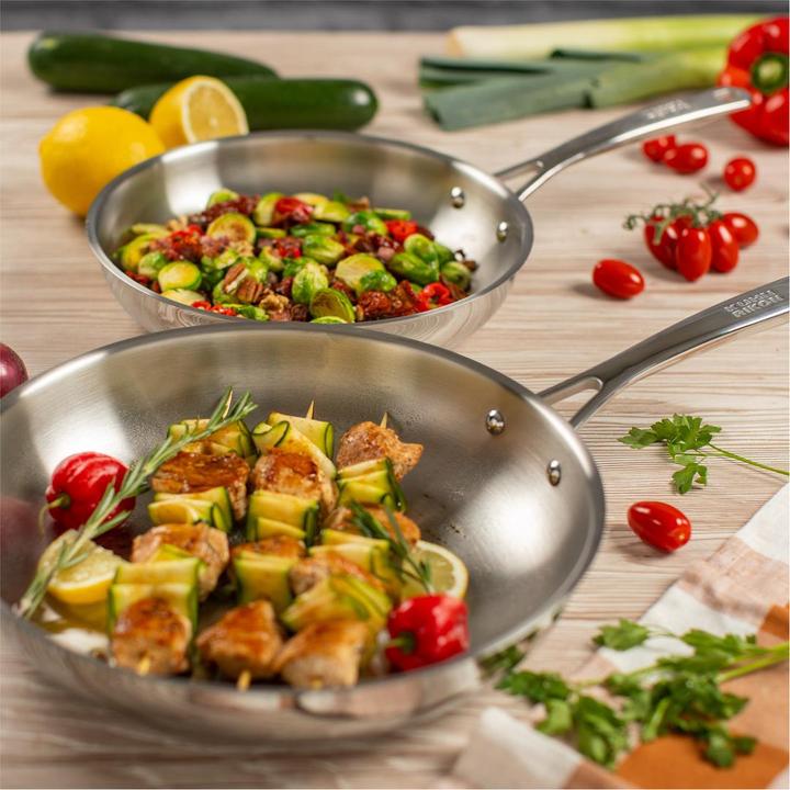 Image du produit Kuhn Rikon ALLROUND Set de poêles à frire sans revêtement Ø 24 + 28 cm (24 cm, Poêle à frire, Acier inoxydable)