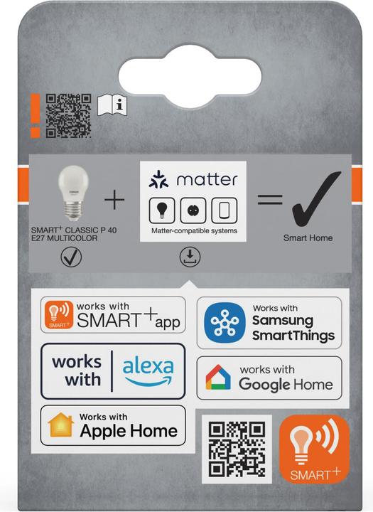 Produktbild Osram SMART+ MATTER Classic P40 4.9W 827...865 Multicolor E27 SINGLE PACK (E27, 470 lm, 4x)