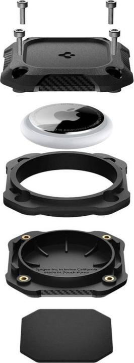 Actual product image Spigen - Tough Armor Holder - Apple AirTag 1 / 2, Waterproof IPX8, 3M Adhesive - Black