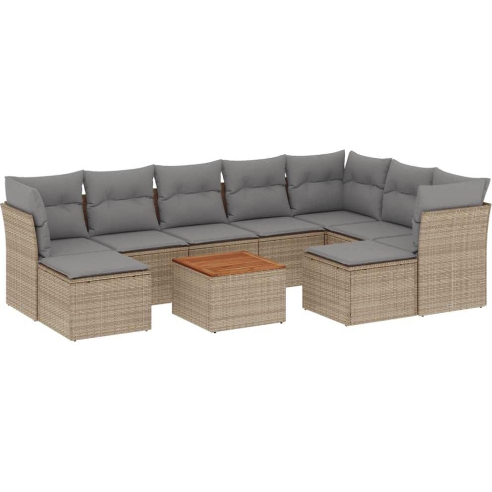 VidaXL, Gartenlounge, 10-tlg. Garten-Lounge-Set mit Kissen