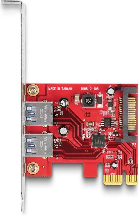 Actual product image Delock PCI Express x1 card to 2 x external USB 5 Gbps Type-A socket