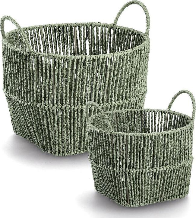 Actual product image Zeller Present Storage basket, woven paper, sage (30 cm, 1x)