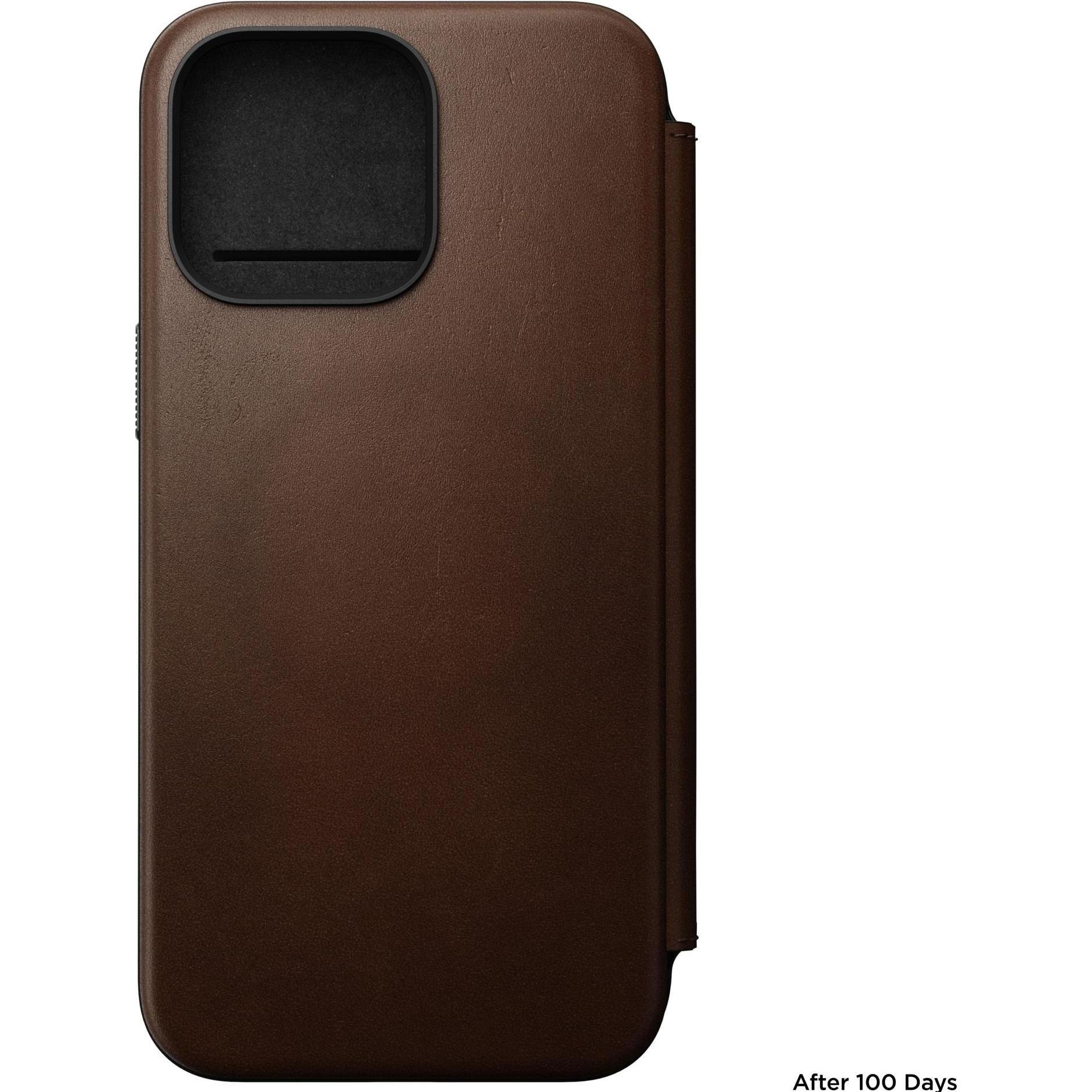Nomad Book Cover Modern Leather Folio iPhone 15 Pro Max Braun (Apple iPhone 15 Pro Max), Smartphone Hülle, Braun
