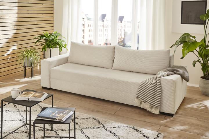 Produktbild Sun garden SO210/TRIER Schlafsofa mit Stauraumfunktion und Kissen Cord natur (Bettsofa)