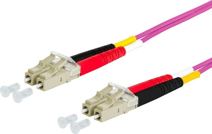 Actual product image Metz Connect 151S1JOJO10E. Cable length: 1 m, Fiber optic cable type: OM4, Connector 1: 2x LC, Connector 2: 2x (CAT7, 1 m)