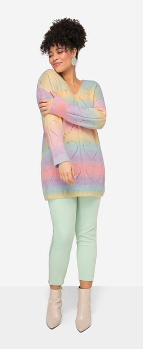 Produktbild Miamoda Pullover, Farbverlauf, Herz-Ajourmuster, V-Ausschnitt, Langarm (58)