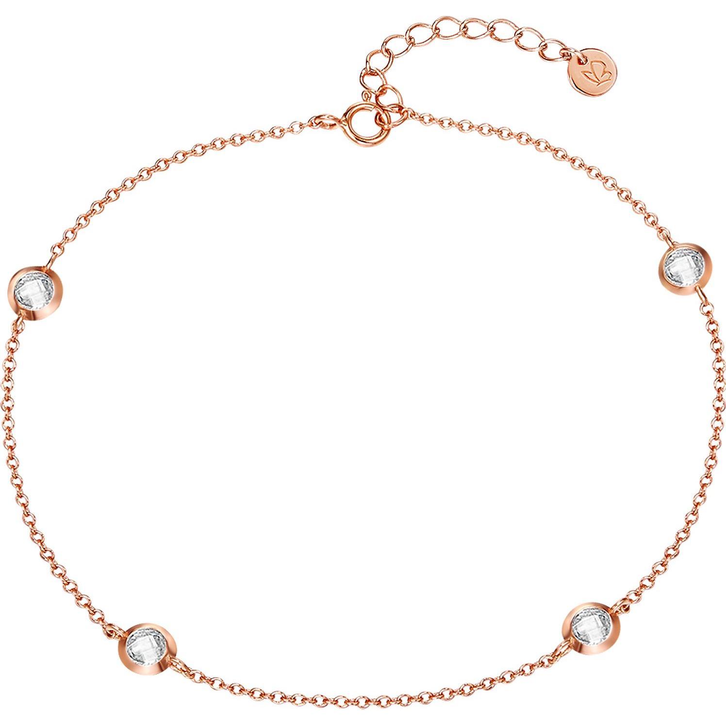 Glanzstücke München, Fussschmuck, Damen Sterling Silber Zirkonia roségold 22,0 cm Basiskette + 3,0 cm Verlängerung - 239...