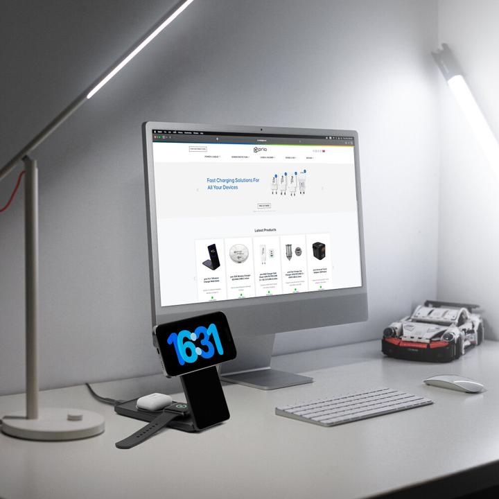 Actual product image prio 3 in 1 wireless quick charger MAG black (15 W)