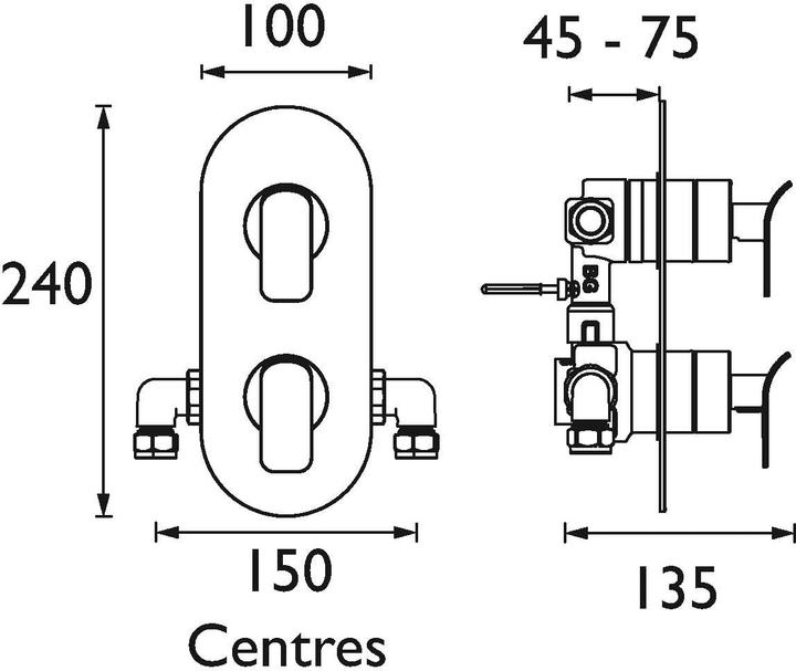Image du produit Bristan Metallix Alp Verdecktes Dual-Kontrollventil und Umschalter