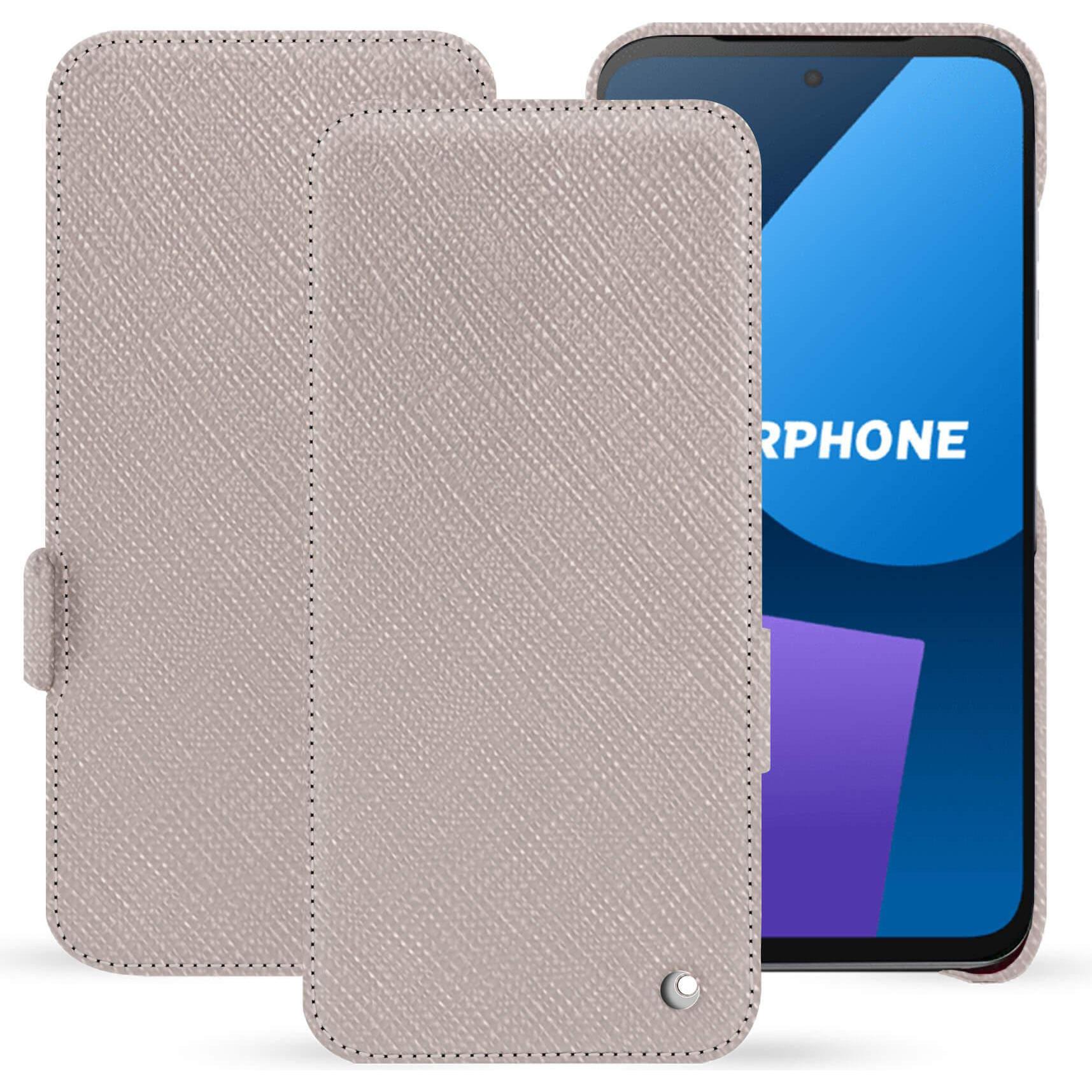 Thumbnail - Noreve Lederschutzhülle horizontal (OnePlus 5), Smartphone Hülle, Beige