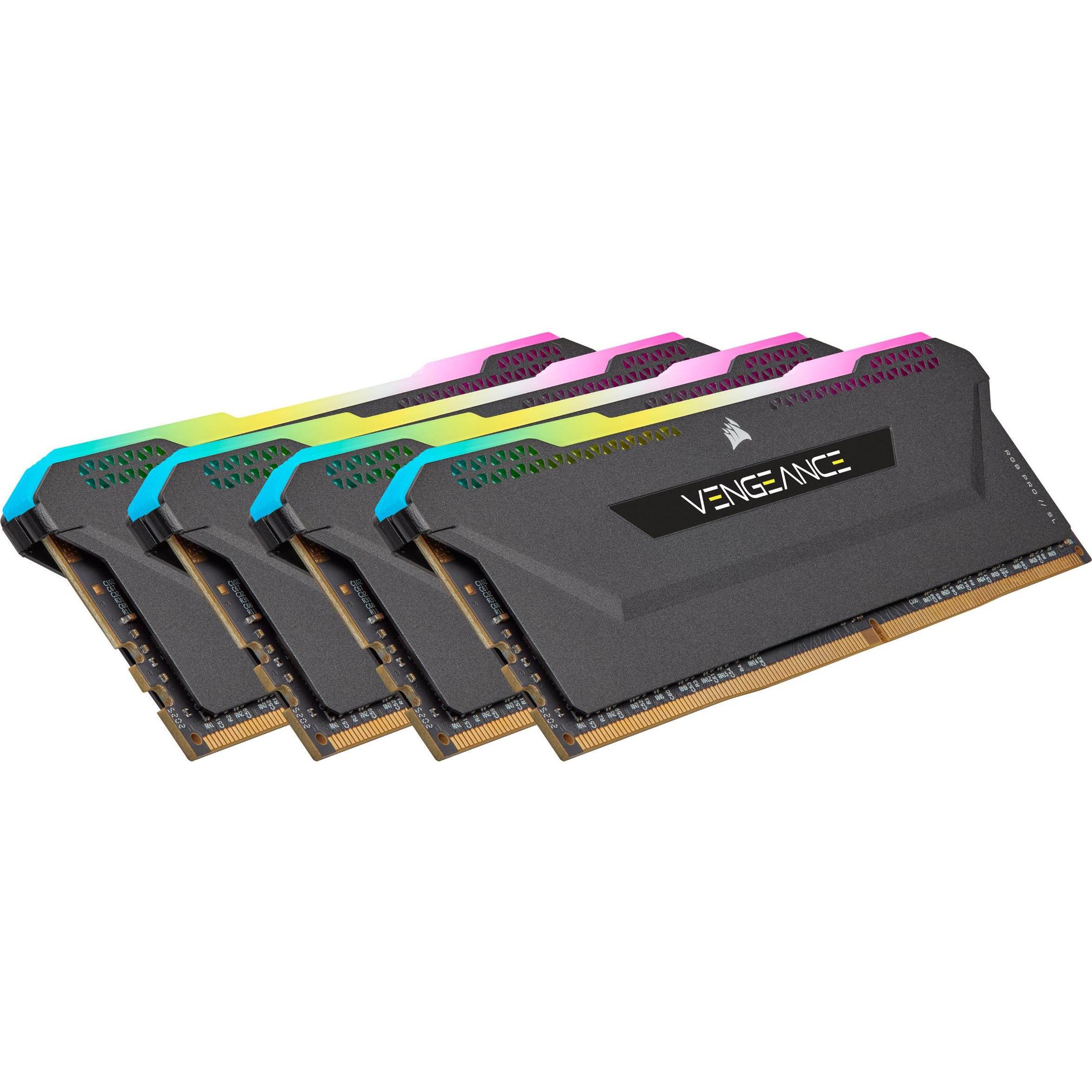 Corsair Vengeance RGB Pro SL (4 x 8GB, 3200 MHz, DDR4-RAM, DIMM), Memoria RAM, Nero