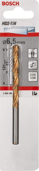 Actual product image Bosch Professional Zubehör Metal drill HSS-TiN, DIN 338, 6.5 x 63 x 101 mm (6.5 mm)