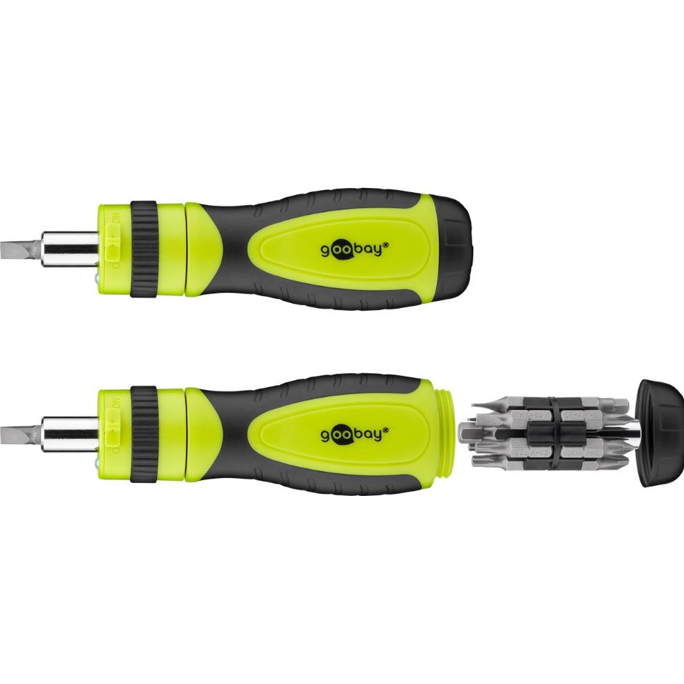 Goobay, Ratsche, LED-Ratschenschrauber-Set 14-tlg, integrierte LED