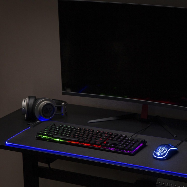 Immagine prodotto NanoRS RS705 XXL Tappetino per mouse e tastiera da gioco 80x30 cm Retroilluminazione LED RGB Antiscivolo (XXL)