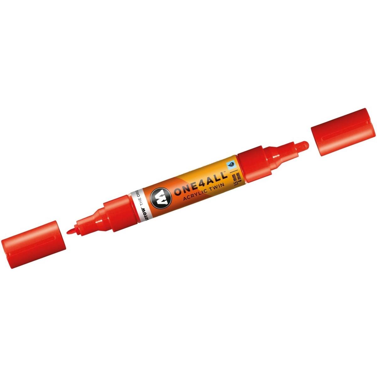 Molotow, Marker, Marqueur pour Maquettes - One4All Twin - Acrylique Rouge Trafic - 1,5/4mm - -013 - 14 cm (Rot, 4 mm, 1 ...