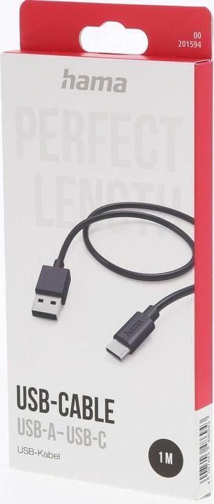 Immagine prodotto Hama Cavo USB, USB-A - USB-C, 1 m, nero (1 m, USB 2.0)