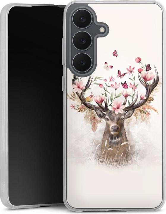 Produktbild DeinDesign Silikon Hülle für Samsung Galaxy S25 FE Handyhülle Case Smartphone Schutzhülle Blumen Hirsch Tiere (Samsung Galaxy S25 FE)